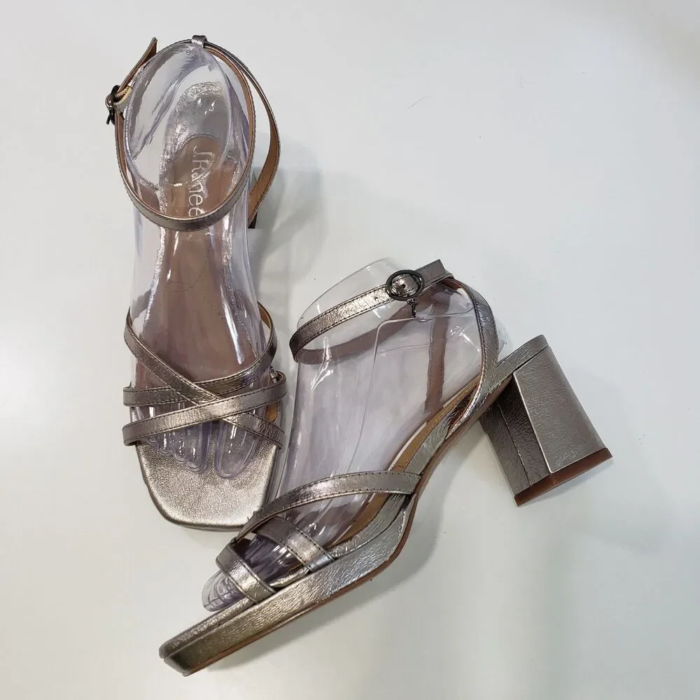 Like New J. Renee Women's Open Toe Silver 3